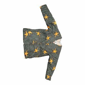 Easel Scribbly Stars Reversible‎ Jacket Quilted Fleece Pockets Green Size Small